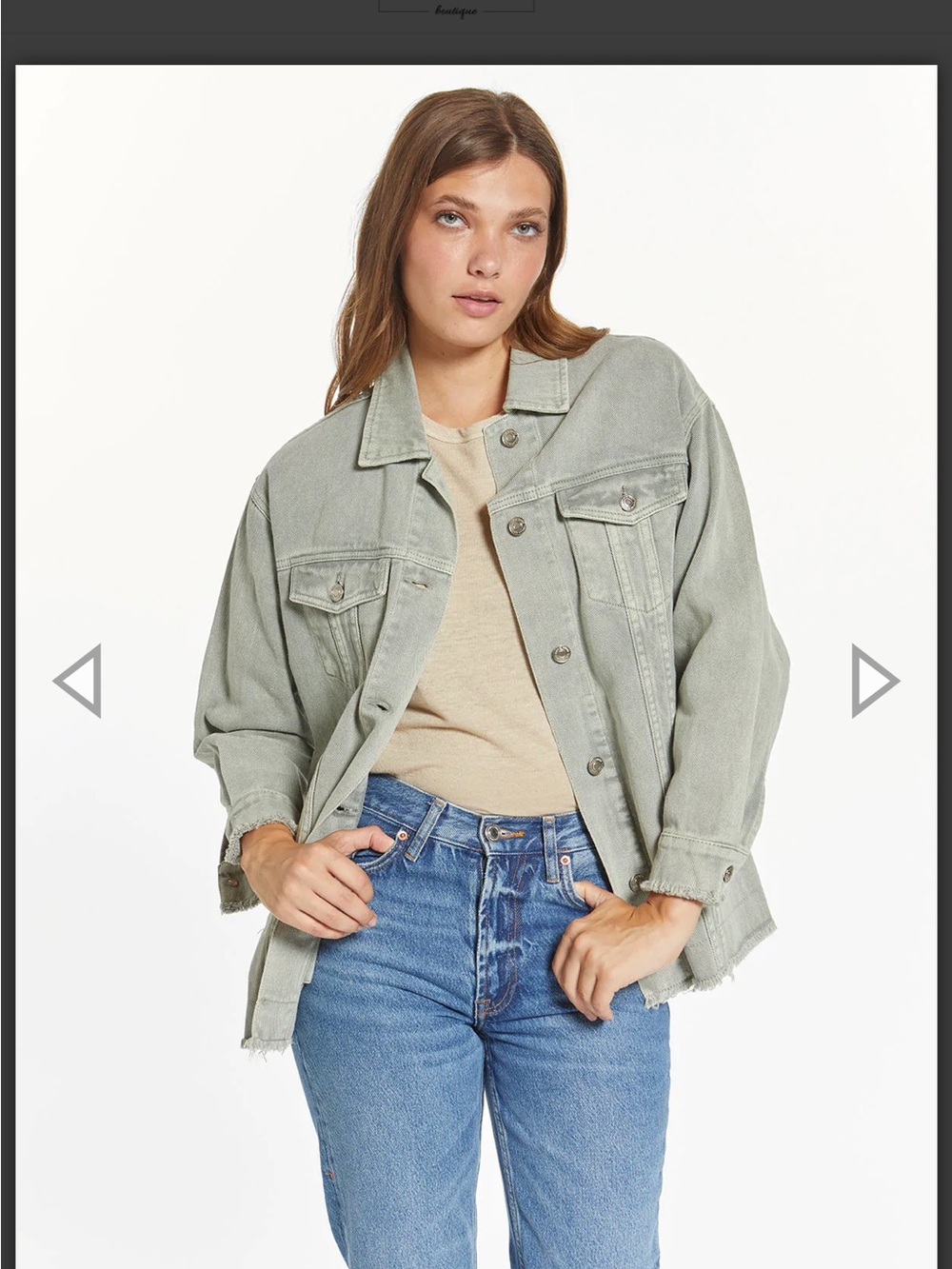 Thread & Supply Oversized Green Denim Jacket